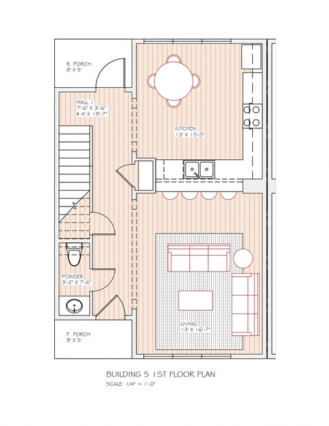 Floor plan for 4 beds, 4.5 baths, 538 sqft